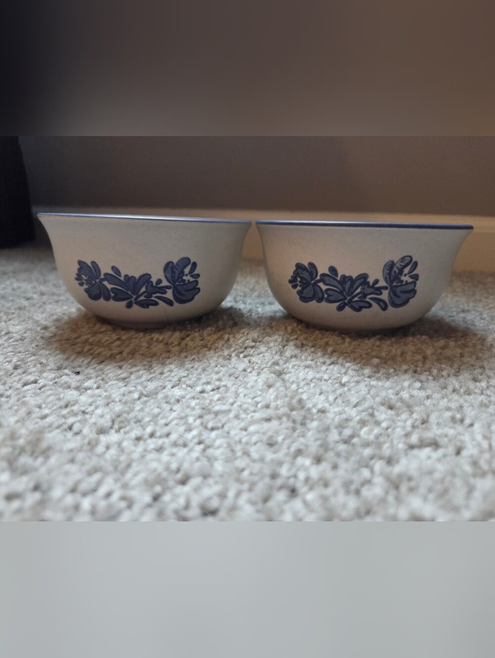 2x Small Yorktowne Pflatzgraff Blue Floral Bowls